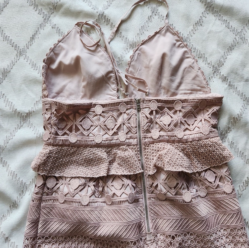 SAYLOR Dusty Rose Mixed Lace Midi Dress Adjustable Straps Size M - Picture 8 of 8
